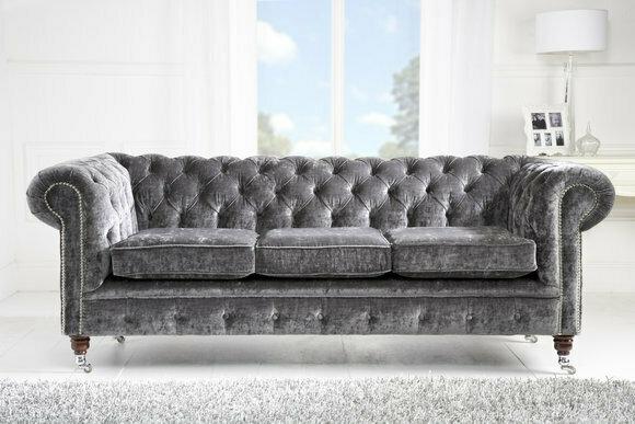 Luxus Samt Chesterfield Sofa Couch Polster Sitz Couchen Sofas 3Sitzer