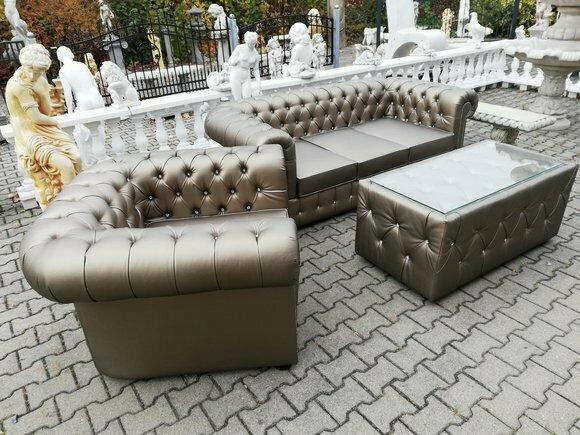 Design Chesterfield Sofagarnitur 3+1 + Couchtisch Couch Polster Gold