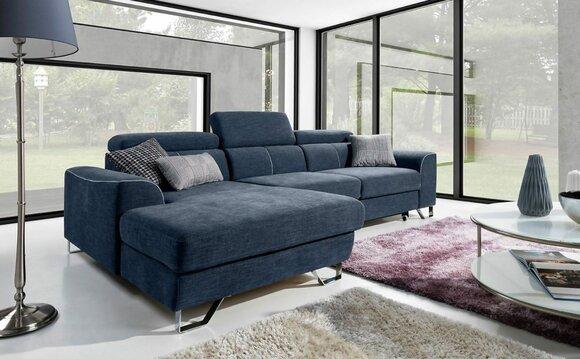 Ecksofa L-Form Sofa Wohnlandschaft Garnitur Polster Bettfunktion Design Modern