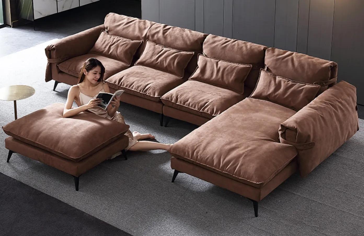 Wohnlandschaft L-Form Modern Braun Design Sofas Ecksofa Polsterung