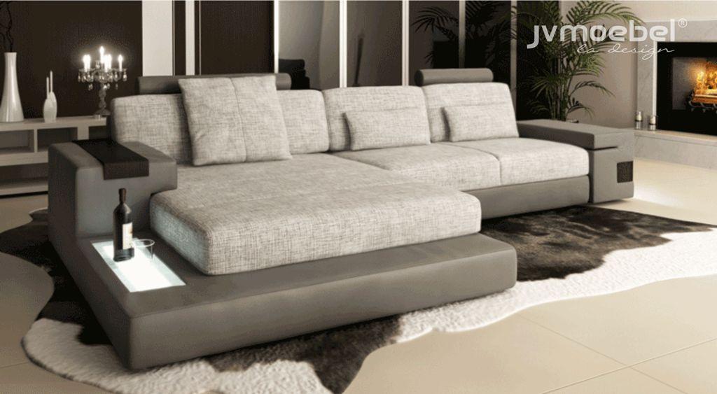 Design Sofa Couch Ecke Polstermöbel Wohnzimmer LForm Modern Elegant Textil Stoff