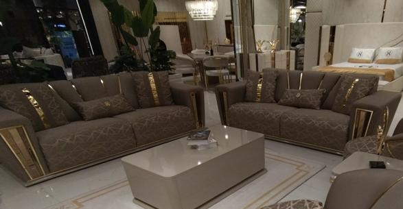 3+3 Sitzer Modern SofagarniturTextil Grau Sofa 3 Sit Luxus Komplett 2tlg
