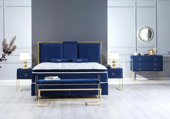 Bett Blau Metall Möbel Design Elegantes Schlafzimmer Möbel Modern