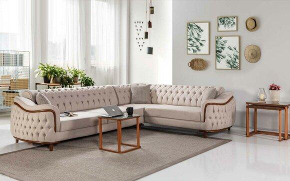 Ecksofa Wohnlandschaft Chesterfield Couch Polster Sofa Couchen Möbel