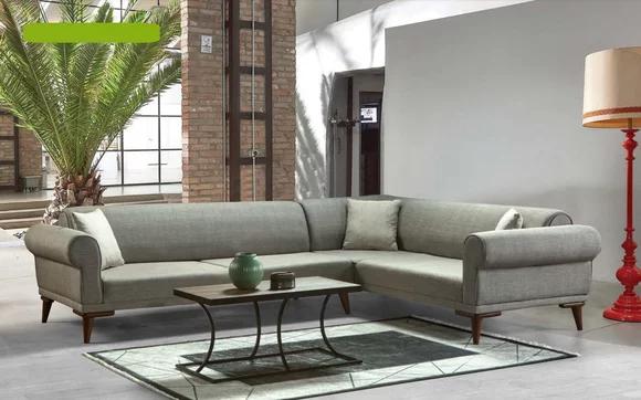 Ecksofa L-Form Couch Polsterung Luxus Wohnzimmer Soft Style Sofa Grau