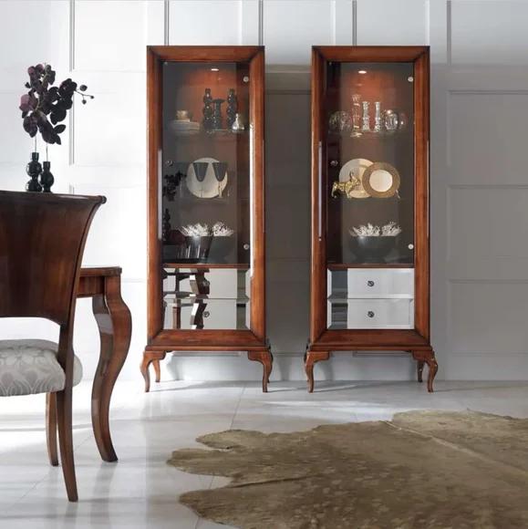 Vitrine Schränke Vitrinen Holz Luxus Wohnzimmer Schrank Braun Möbel