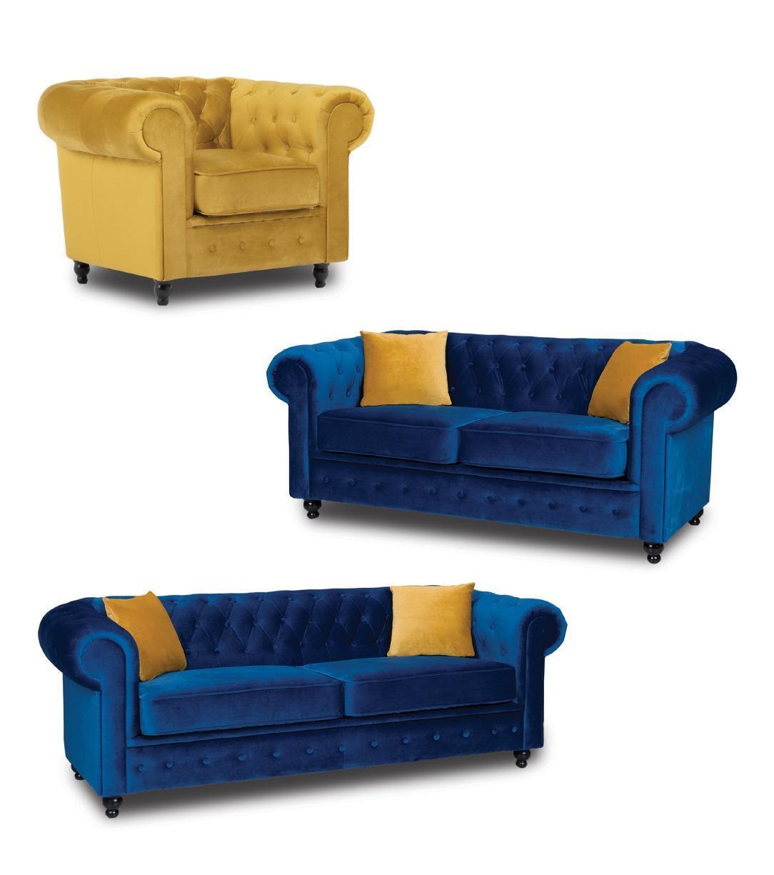 Chesterfield Sofagarnitur Couch Möbel Wohnzimmer Einrichtung 3+2+1 Sitzer