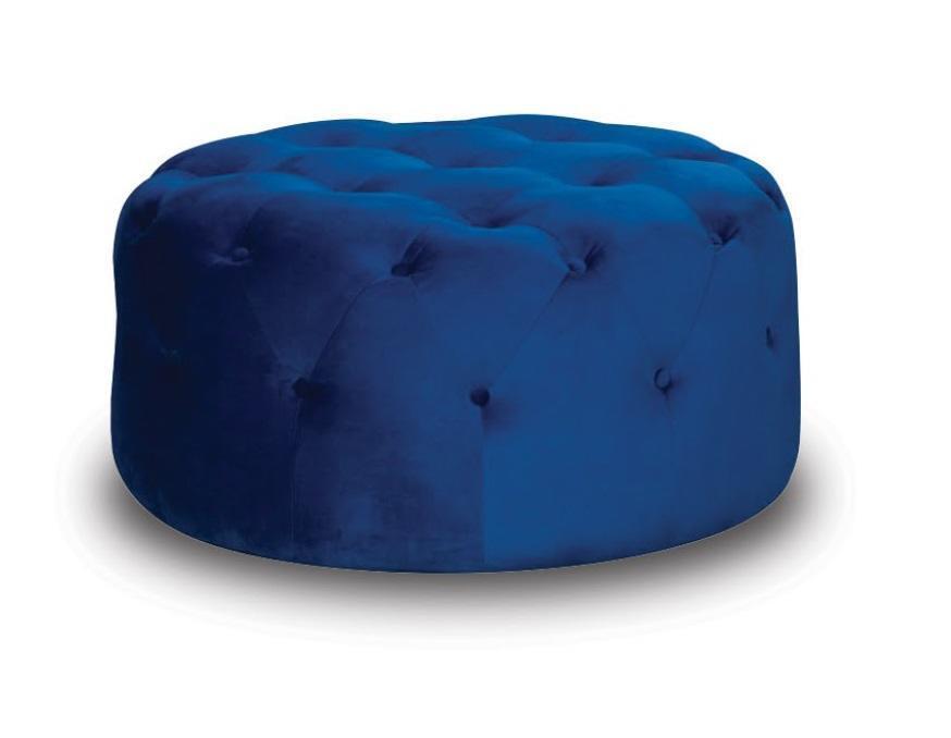 Hocker Fußstütze Hocker Sitz Wohnzimmer Stoff Blau Luxus Sitzmöbel Neu