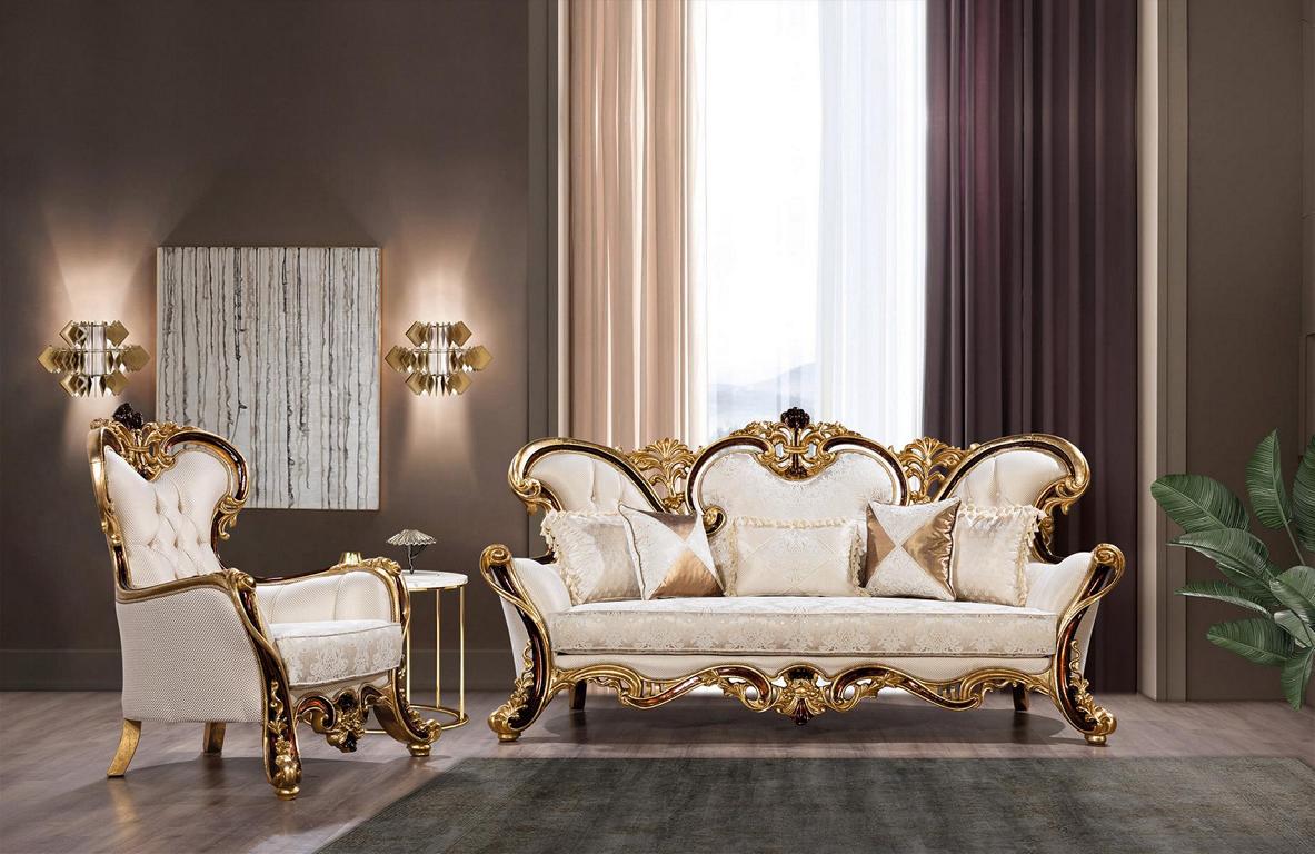 Königliches Sofa Set 3+1 Sitzer Sofa Sessel Klassischer Design Luxus Wohnzimmer
