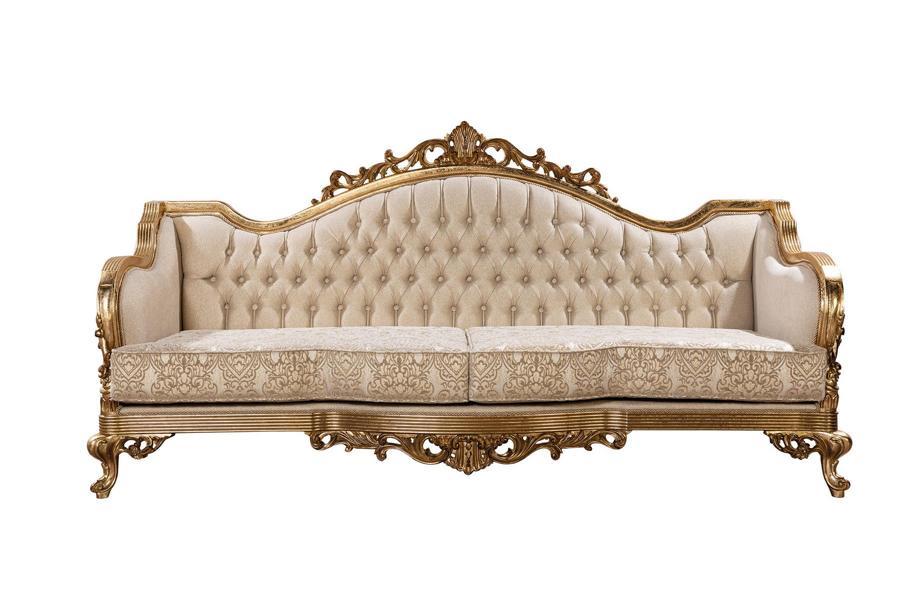 Dreisitziges klassisches barockes Rokoko-Polstersofa in Goldholzqualität