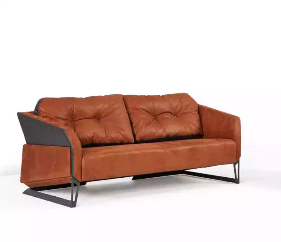 Designer Orange Sofa Arbeitszimmer Büromöbel Couch 3 Sitzer Neu