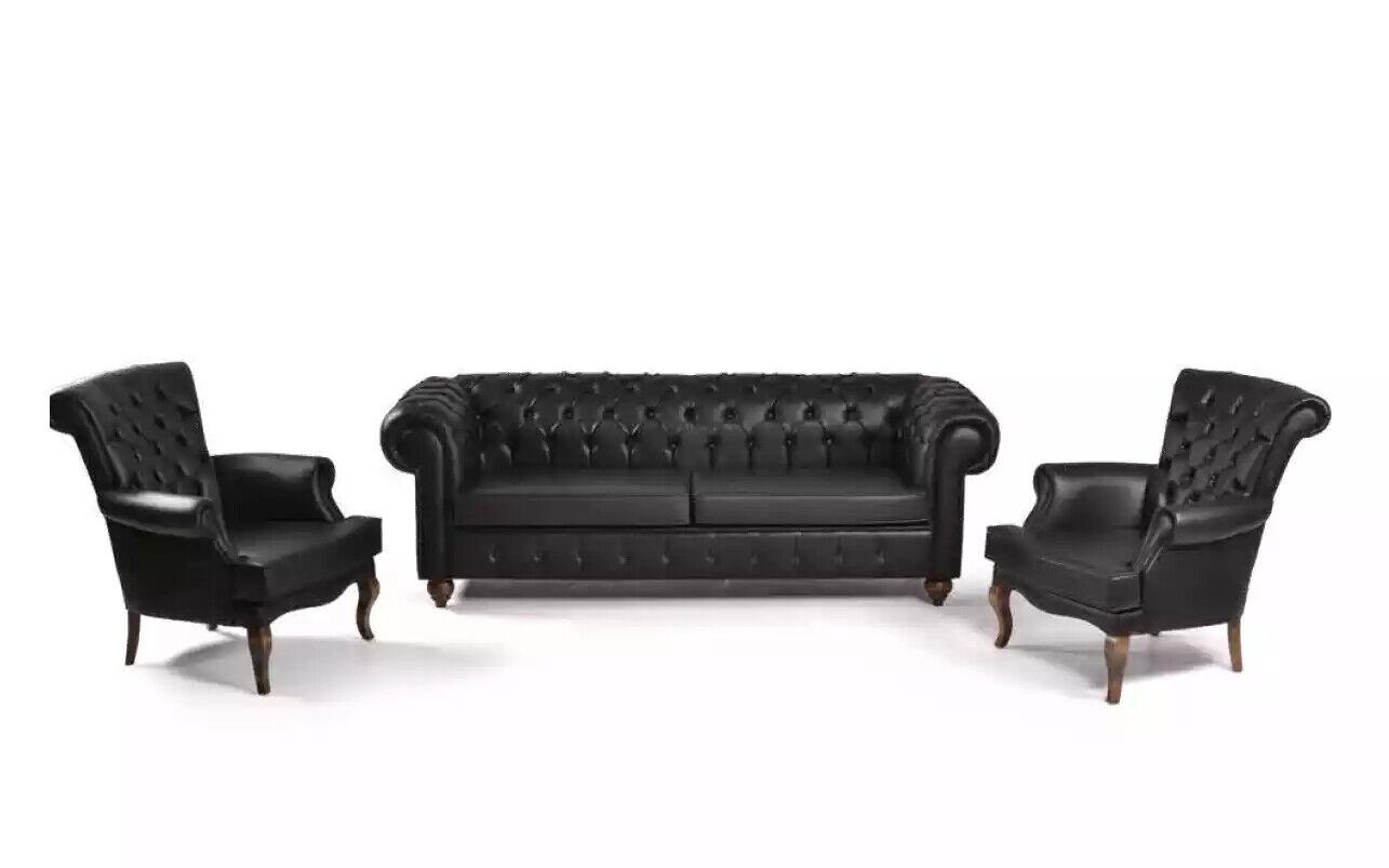 Schwarze Chesterfield Sofagarnitur Komplette Büroeinrichtung Moderne Möbel