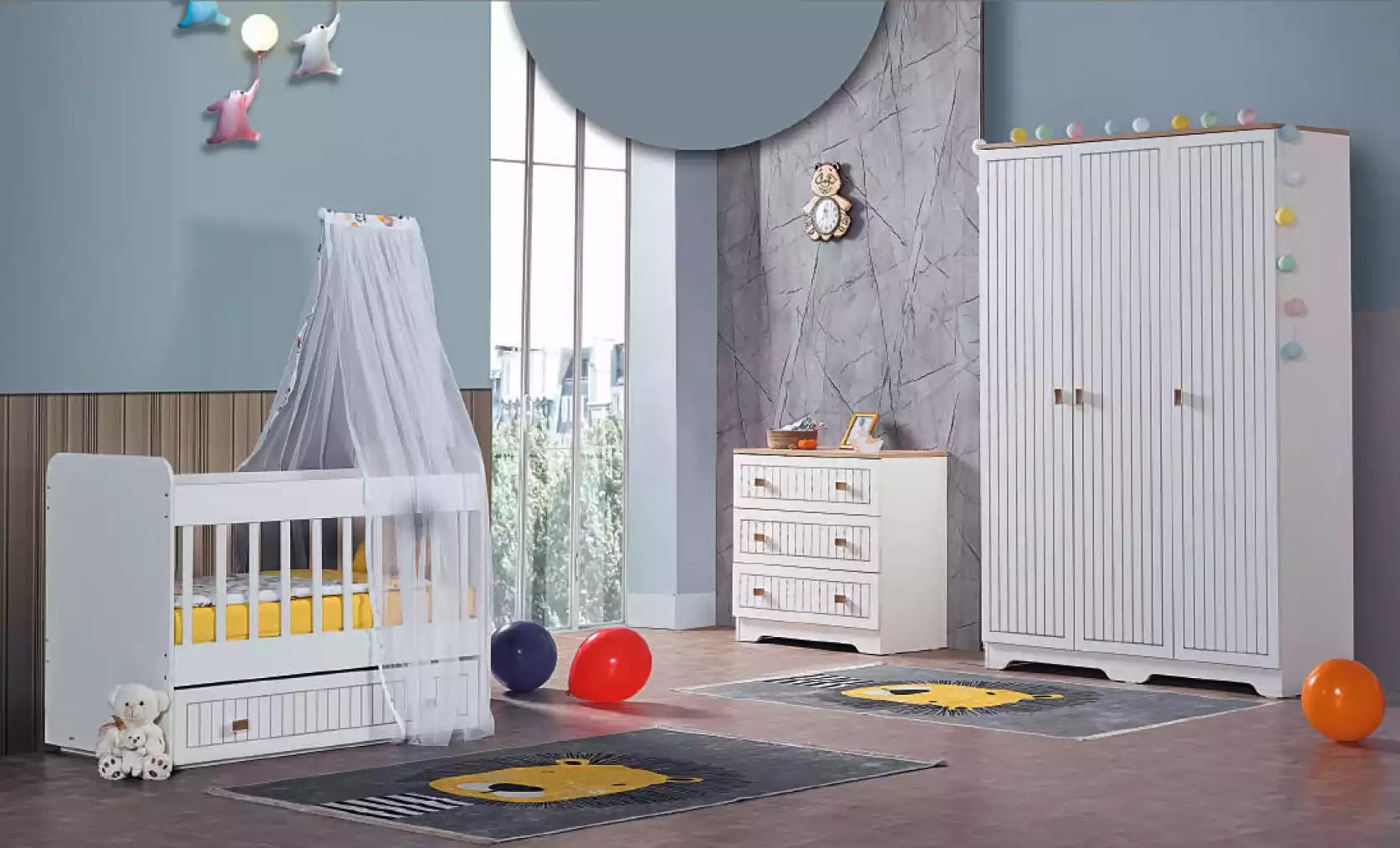 Baby Komplettzimmer Schrank Bett Kinderzimmer Säugling Kommode 3tlg.