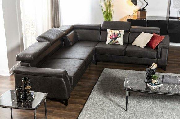 Ecksofa L Form Sofa Sofas Ledersofa Schwarz Bettfunktion Wohnlandschaft