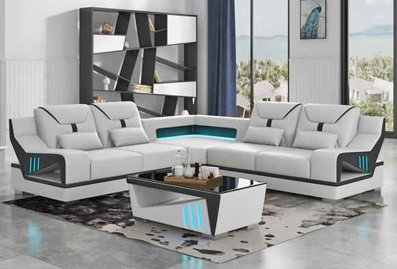 Ecksofa Sofa L Form Weiß Designersofa Couch Polster Sofas Eck Couchen