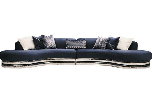 Couch Sofa 5 Sitzer Polstersofa Großes Stoffsofa Blau Moderne Design