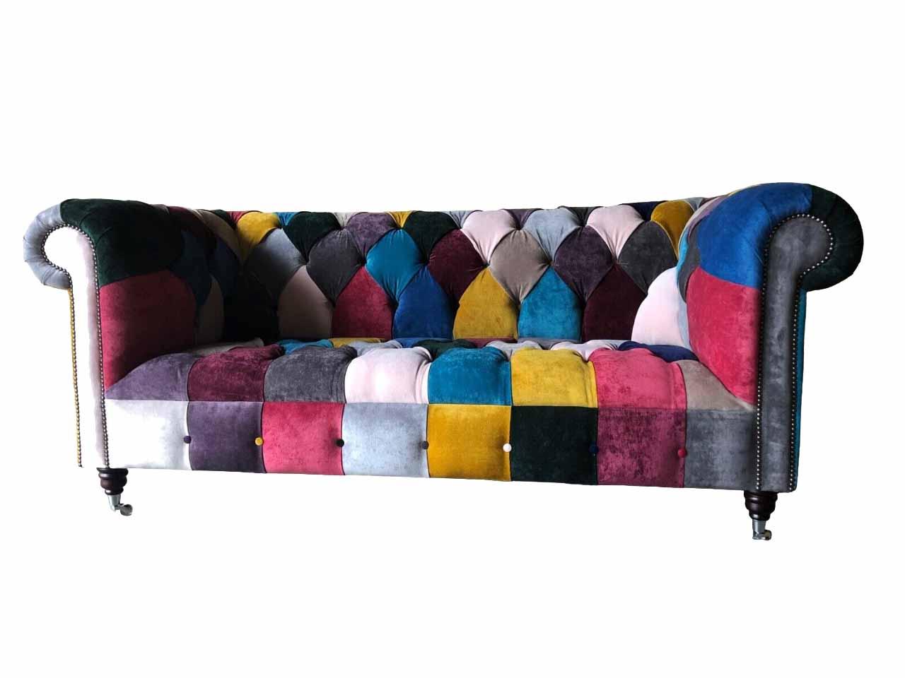 Chesterfield Sofa 3 Sitzer Couch Polster Sofas Couchen Luxus Stoff Design