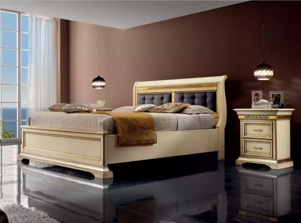 Bett 2x Nachttische 3tlg. Schlafzimmer Set Designer Luxus Komplett Sets