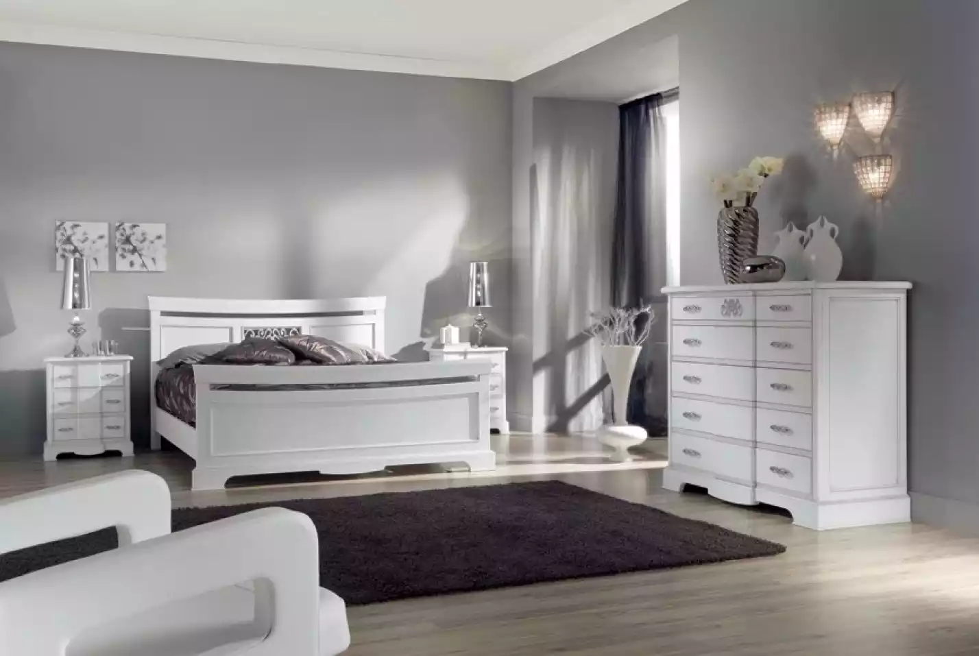 Bett 2x Nachttische 4tlg Schlafzimmer Set Modern Luxus Schlafzimmer Neu