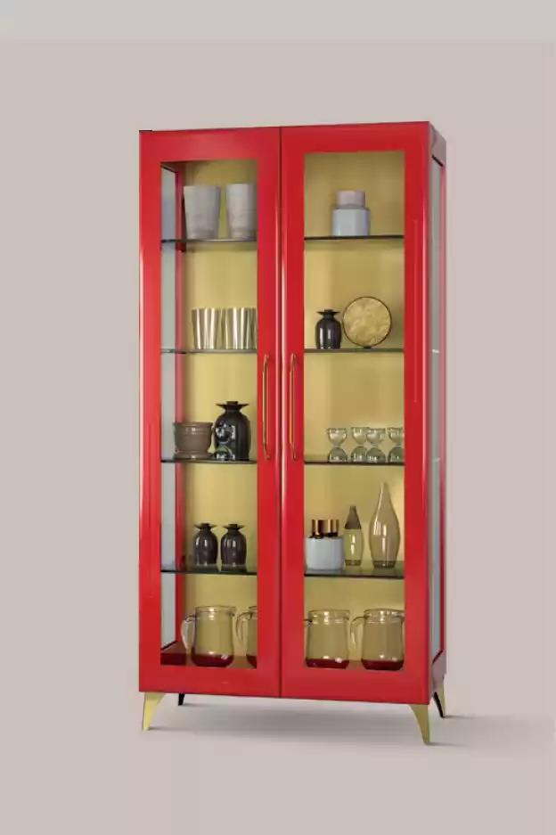 Vitrine Schöne Rote Glas Schrank Vitrinen Holz Glas Wohnzimmer Modern Luxus