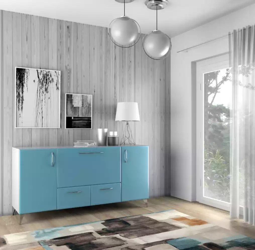 Blau Sideboard Luxus Wohnzimmer Wohnwände Einrichtung Kommoden