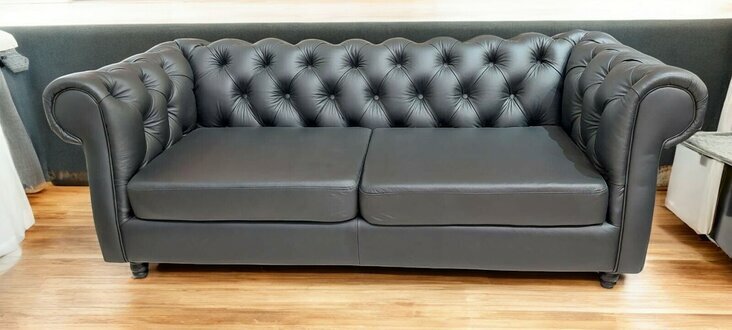 Wohnzimmer Chesterfield Sofa 3 Sitzer Schwarz Polyester Sofas Design Sofort