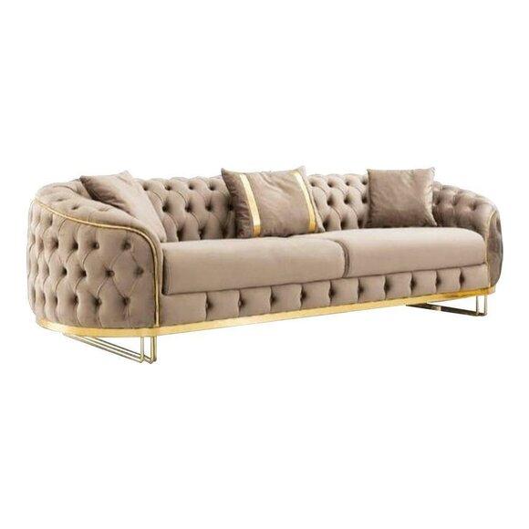 Stilvoller Dreisitzer Wohnzimmer Chesterfield Sofa Luxuriöse Möbel Neu