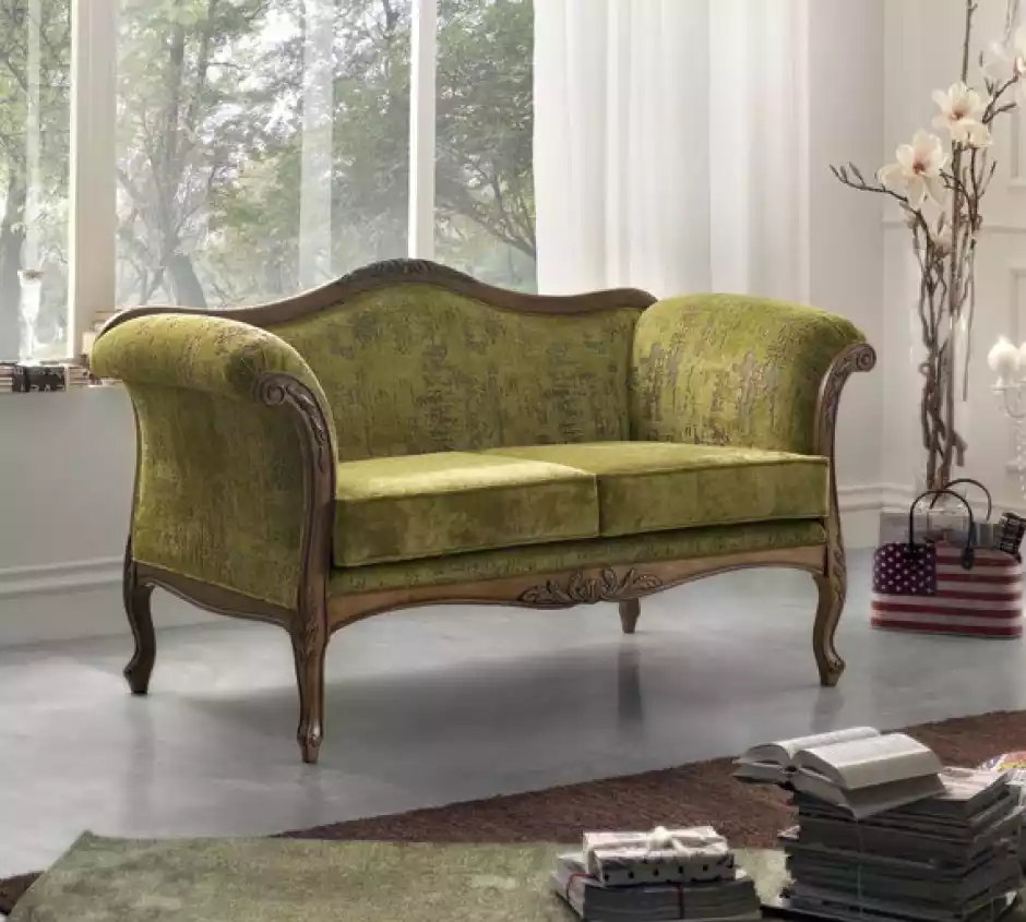 Sofa 2 Sitzer Textil Holz Polster Couch Sofas Design Luxus Neu Sofa