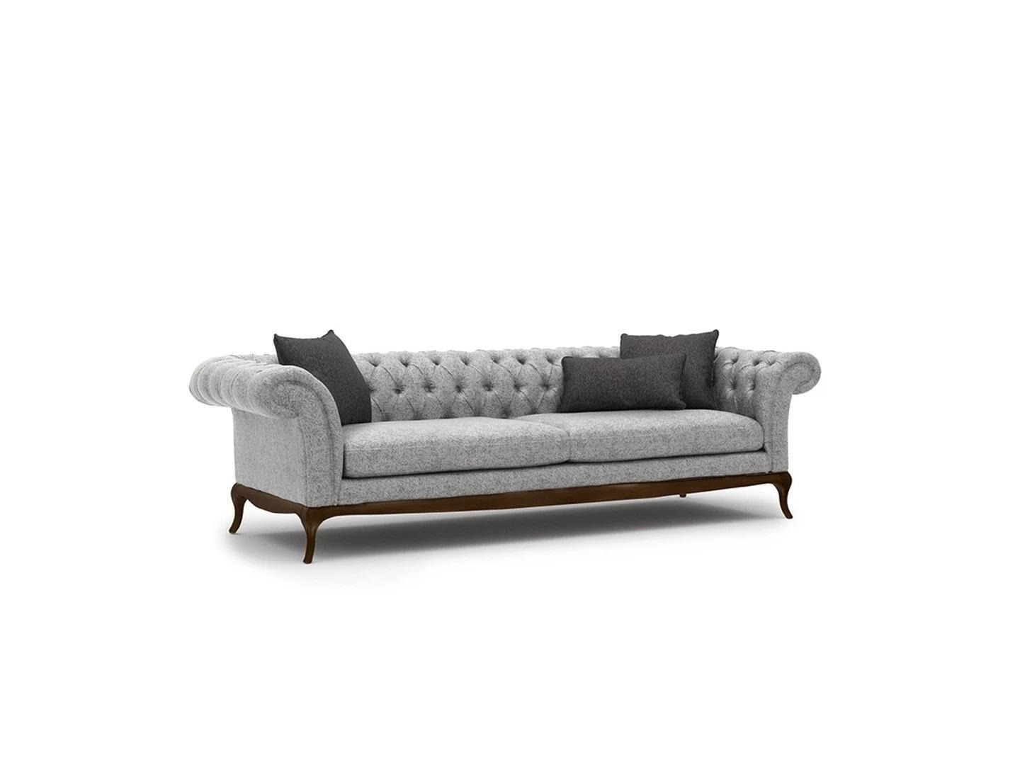 Grau Sofa Dreisitzer Wohnzimmer Einrichtung Chesterfield Möbel Polstermöbel