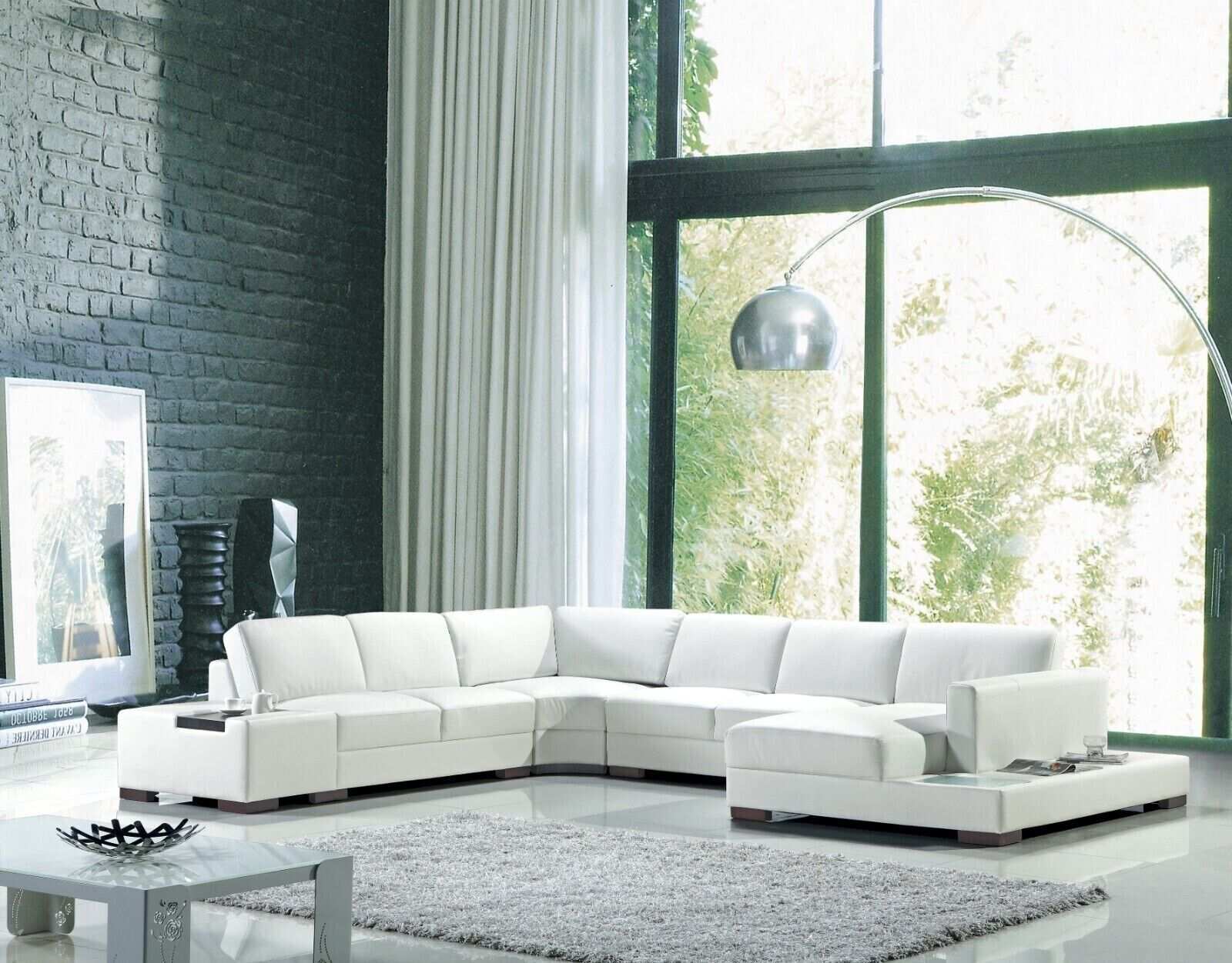 Weiß Ecksofa U-Form Luxus Stil Modern Wohnzimmer Sofa Kunstleder SOFORT