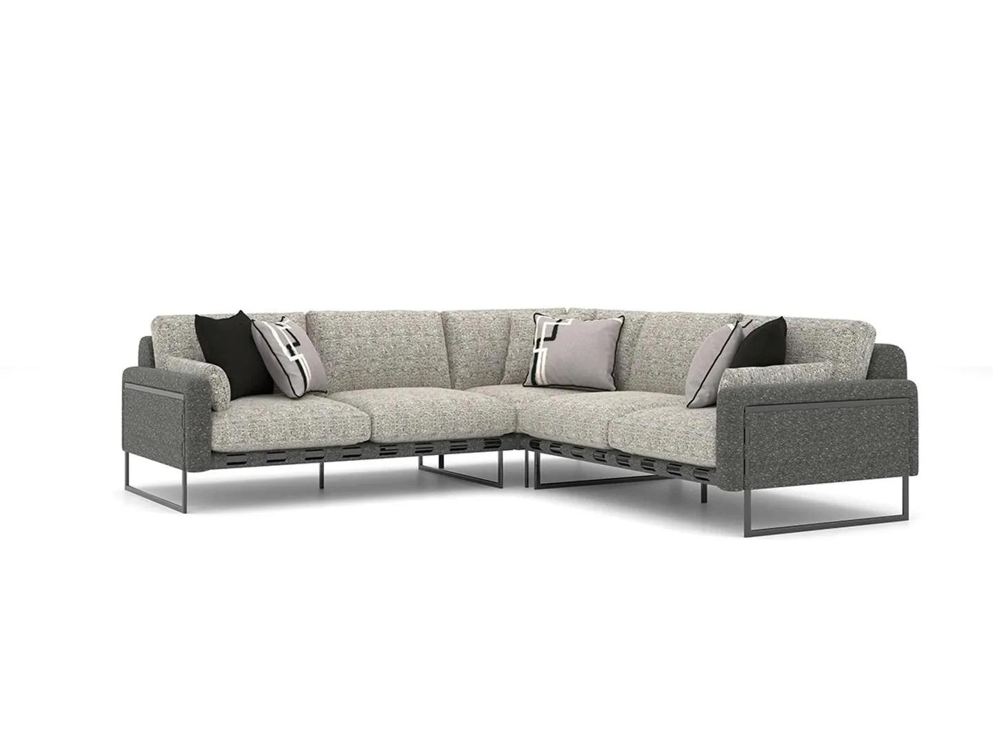 Luxus Grau Sofa L-Form Modern Eck Garnitur Design Wohnzimmer Textil