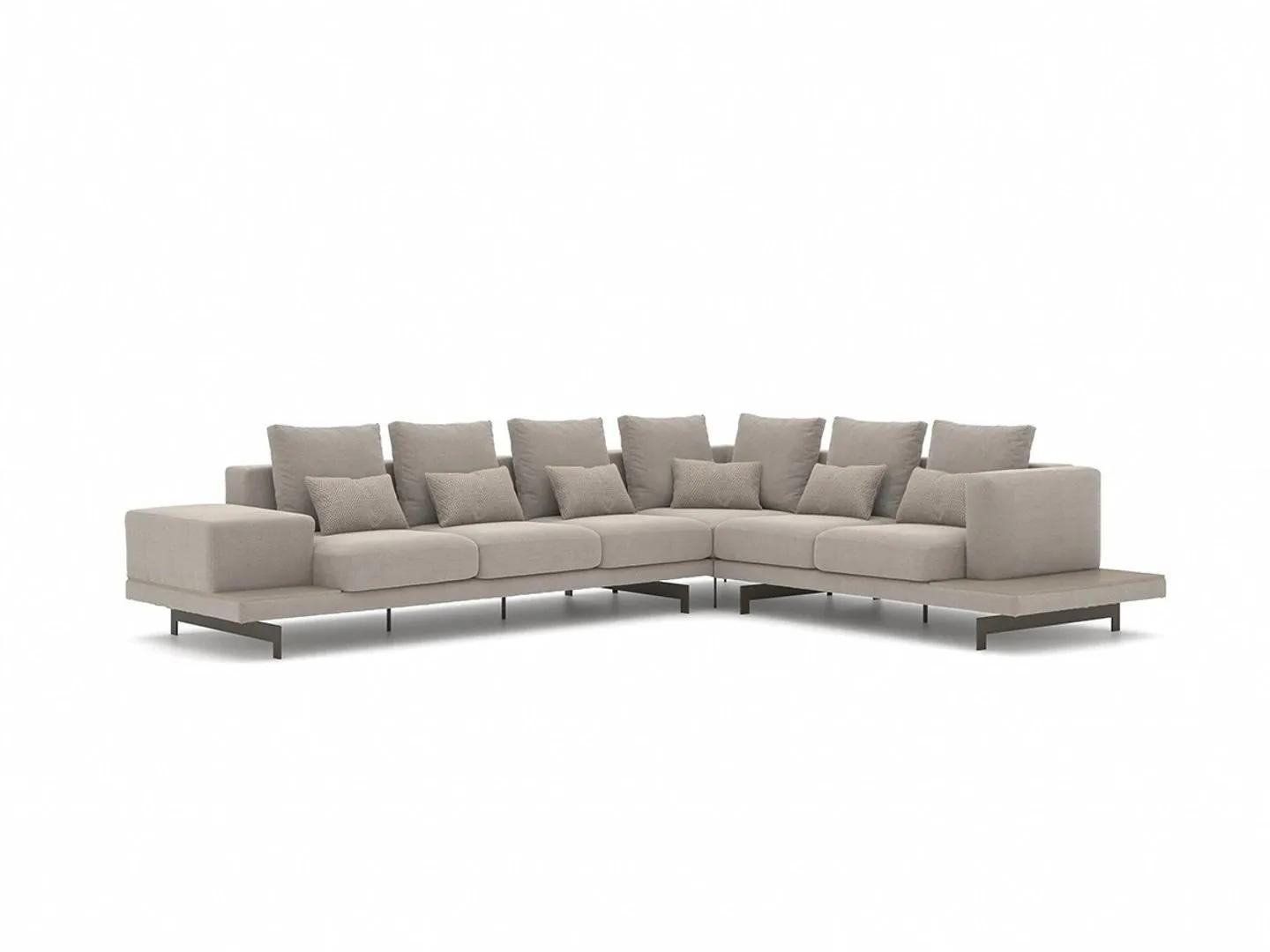 Polstermöbel Grau Designer Ecksofa L-Form Textil Sofa Wohnzimmer