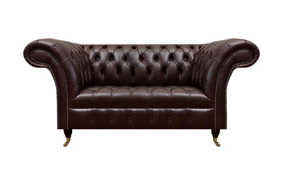 Braunes Chesterfield Ledersofa Designer Kunstledercouchen Zweisitzer