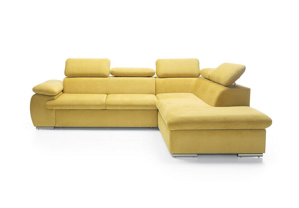 Design Ecksofa L-Form Sofa Couch Polster Schlafsofa Bettfunktion Textil