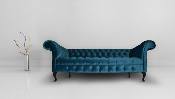 Chesterfield Sofa Polster Blau Designer Couchen Sofas Garnitur Textil Stoff