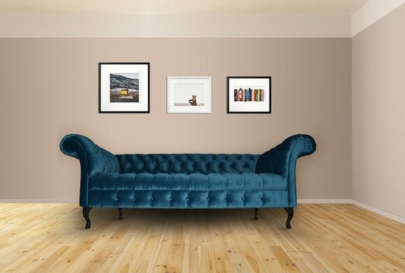 Chesterfield Sofa Blau Polster Designer Couchen Sofas Garnitur Textil Stoff