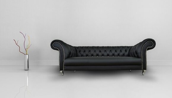 Chesterfield Sofa Schwarz Polster Designer Couchen Sofas Garnitur Textil Stoff