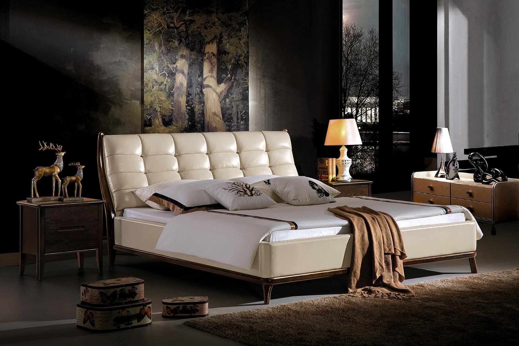 Bett Chesterfield Möbel Schlafzimmer Doppelbett Luxus Betten 180x200 Leder Neu