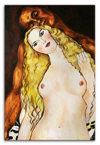 GUSTAV KLIMT - DEKORATIVE Ölbild LIEBESPAAR Gemälde Leinwand Bilder 60X90CM