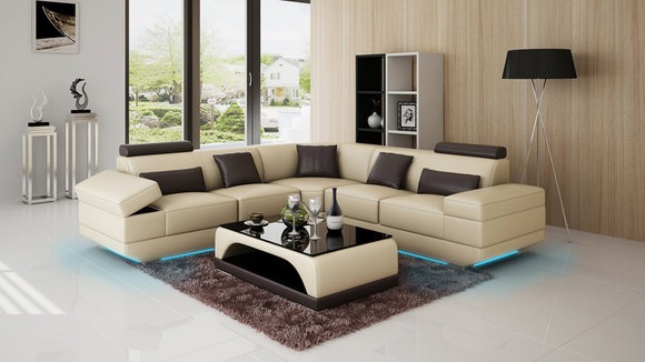 Ledersofa Couch Wohnlandschaft Modern Eck Sofa Ecksofa Design Garnitur