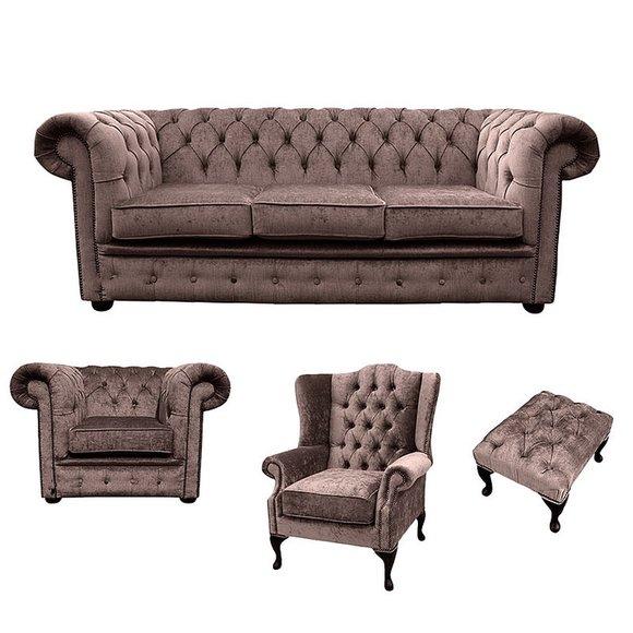 Sofagarnitur Chesterfield Polster Couch Sofa Leder Sitz Garnitur Ohrensessel