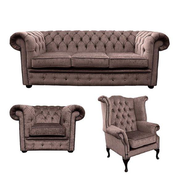 Sofagarnitur Chesterfield Polster Garnitur Couch Sofa Leder Sitz Ohrensessel