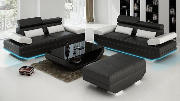 Ledersofa Sofa Couch Wohnlandschaft 3+3 Garnitur Design Modern Dekor Sofa