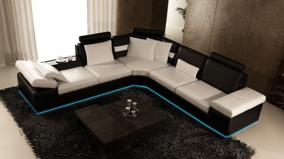 Modern Ledersofa Sofa Couch Wohnlandschaft Ecksofa Garnitur Design Dekor