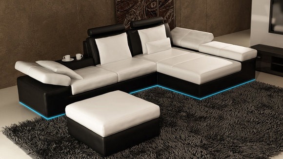 Modern Ledersofa Sofa Couch Wohnlandschaft Ecksofa Design Garnitur Dekor