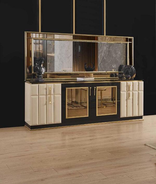 Kommode xxl Sideboard mit Spiegel Sideboards Holz Kommoden Möbel 2tlg