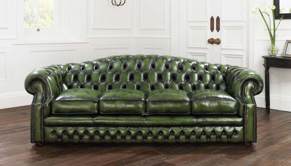 Antik Chesterfield Leder Sofa Couch Polster 100% Echtes Leder 5 Sitzer