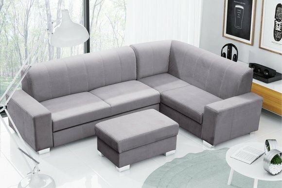 Sofa Schlafsofa Designer Sofa mit Bettfunktion + Bettkasten Ecksofa Grau Couch