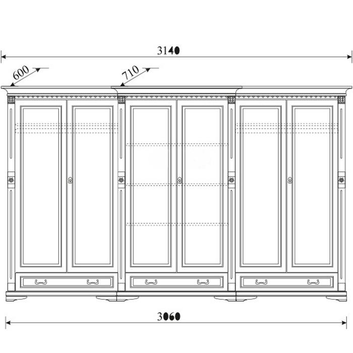 Klassische Design Kleiderschrank Schränke Schrank Schrankwand Massiv Kolonial