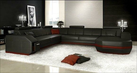 Ledersofa Wohnlandschaft XXL Ecksofa Bigsofa Design Couch Garnitur